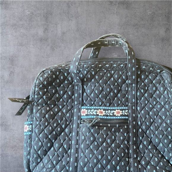Vera Bradley METRO Shoulder Laptop Bag Organizer Travel Alpine Black Pattern - Picture 1 of 12